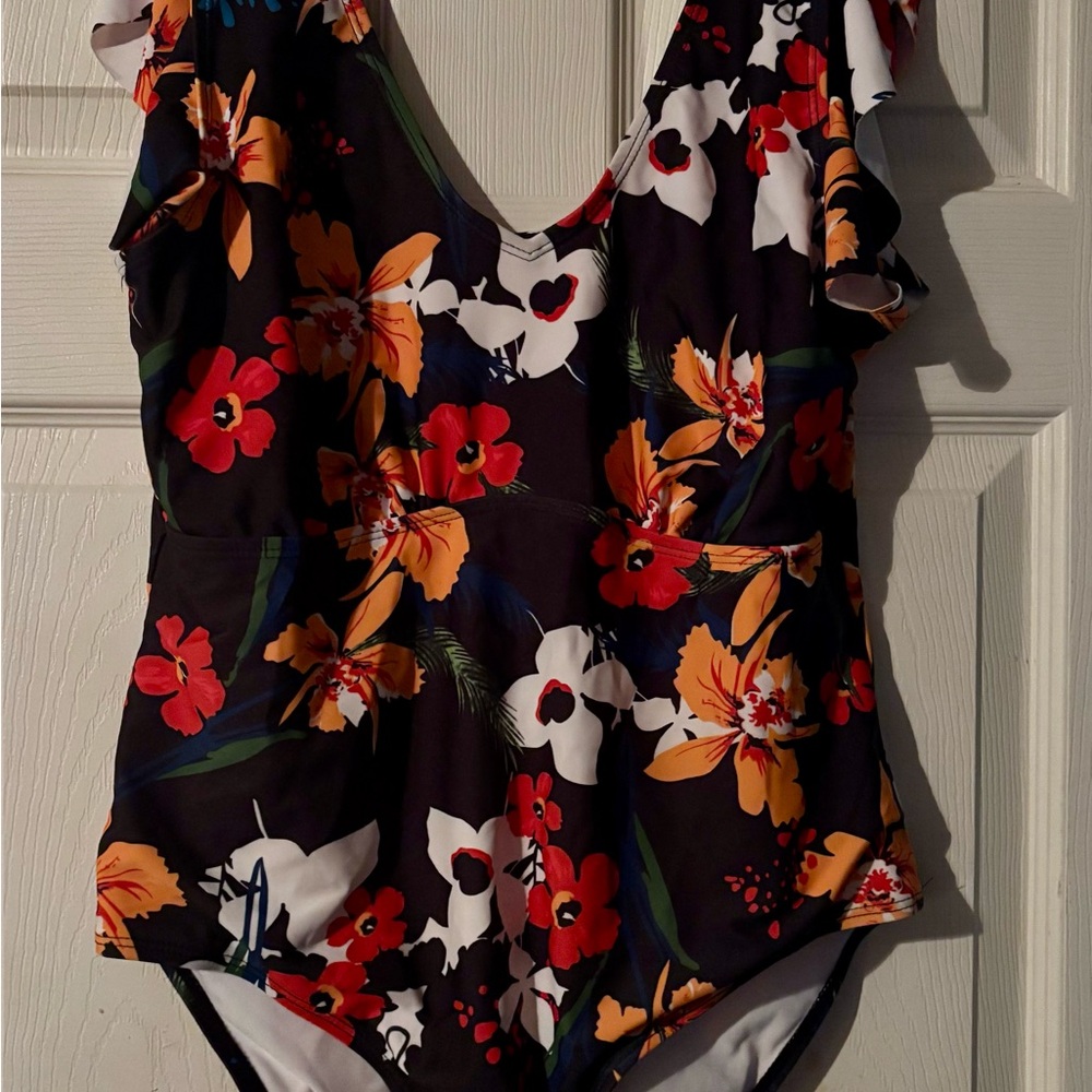 Vibrant Floral One Piece Swimsuit with Artistic Design